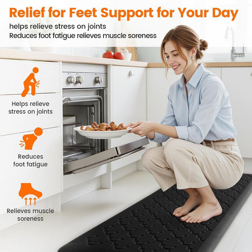 TranquilRelax 4/5 Inch 17.3"x 47" Thick Anti-Fatigue Kitchen Mat Water Resistant Non-Slip Kitchen Floor Mat Ergonomic