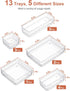 SMARTAKE 13-Piece Drawer Organizer with Non-Slip Silicone Pads, Clear Storage Trays for Makeup, Jewelry, Utensils