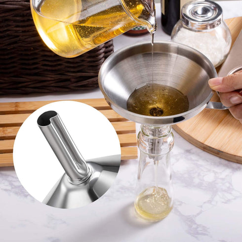 5-Inch Premium Stainless Steel Funnel with 200 Mesh Food Strainer for Kitchen Bottles