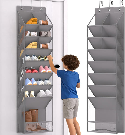 Closet, VERONLY Door Shoe Organizer, Over The Door Hanging Shoe Rack with Large Pockets, Space Saving Shoe Storage