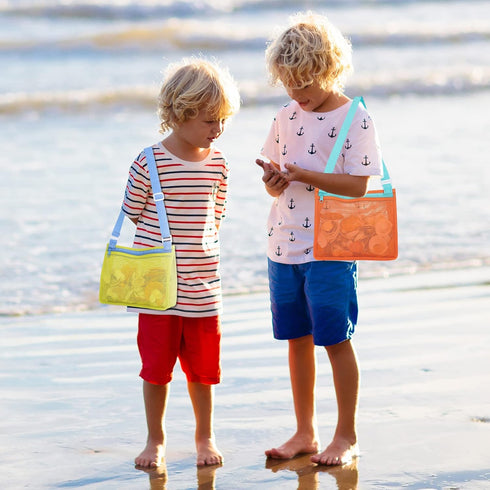 Tagitary Swimming Set 3) Beach Toy Mesh Beach Bag Kids Shell Collecting Bag Beach Sand Toy Totes for Holding Shells