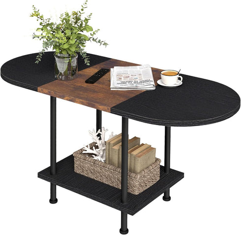 Coffee Tables, Modern Center Table with Storage Shelf, 2-Tier Table for Living