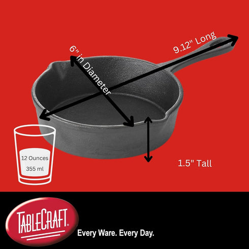 TableCraft Cast Iron Mini Skillet, 11 oz, Black by Tablecraft