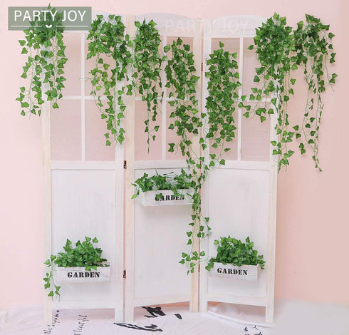 PARTY JOY 84Ft 12 Strands Artificial Ivy Leaf Vines, Hanging Plants Garland Fake Foliage for Home Garden Bedroom