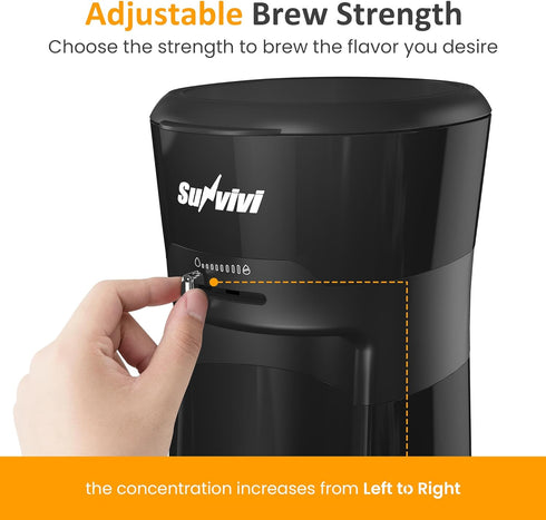 Sunvivi 20 Oz Iced Tea Maker for Ground Coffee, Cold Brew Coffee Maker with Reusable Filter, Black