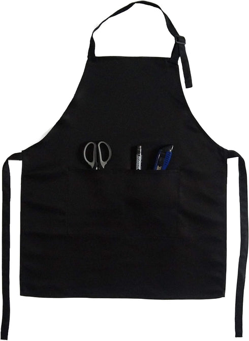 Adjustable Kid Apron with 2 Pockets for Painting, Cooking, Crafting, Unisex Age 8-12 (Black)