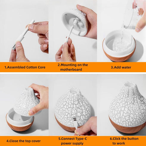Mini Colorful Volcano Shape Humidifier, USB Personal Desktop Humidifier with 7 Colors, Super Quiet for Office Room,