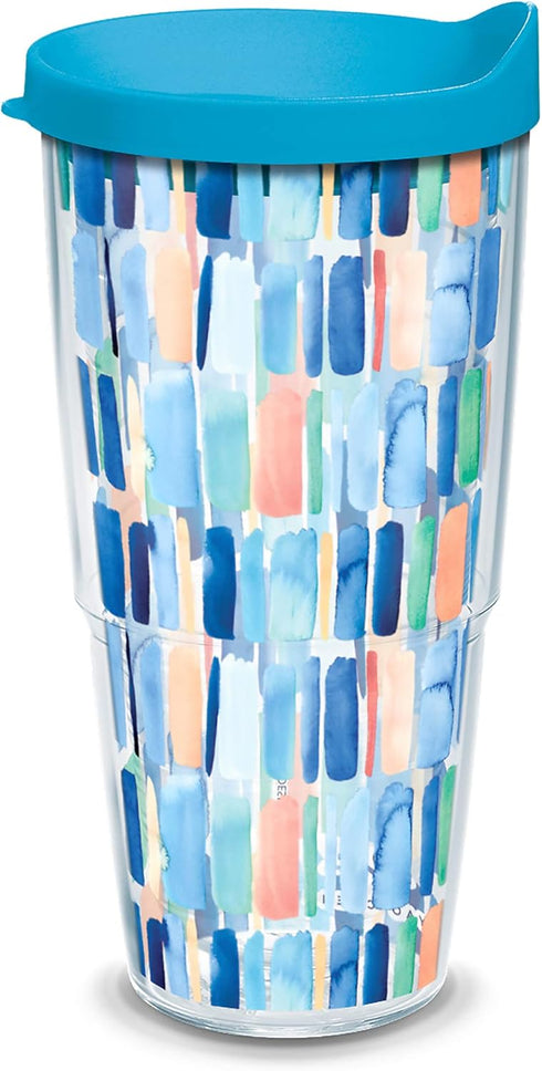Tervis Yao Cheng - Vertical Stripes Double Walled Insulated Tumbler Travel Cup, Keeps Drinks Cold & Hot, 24oz