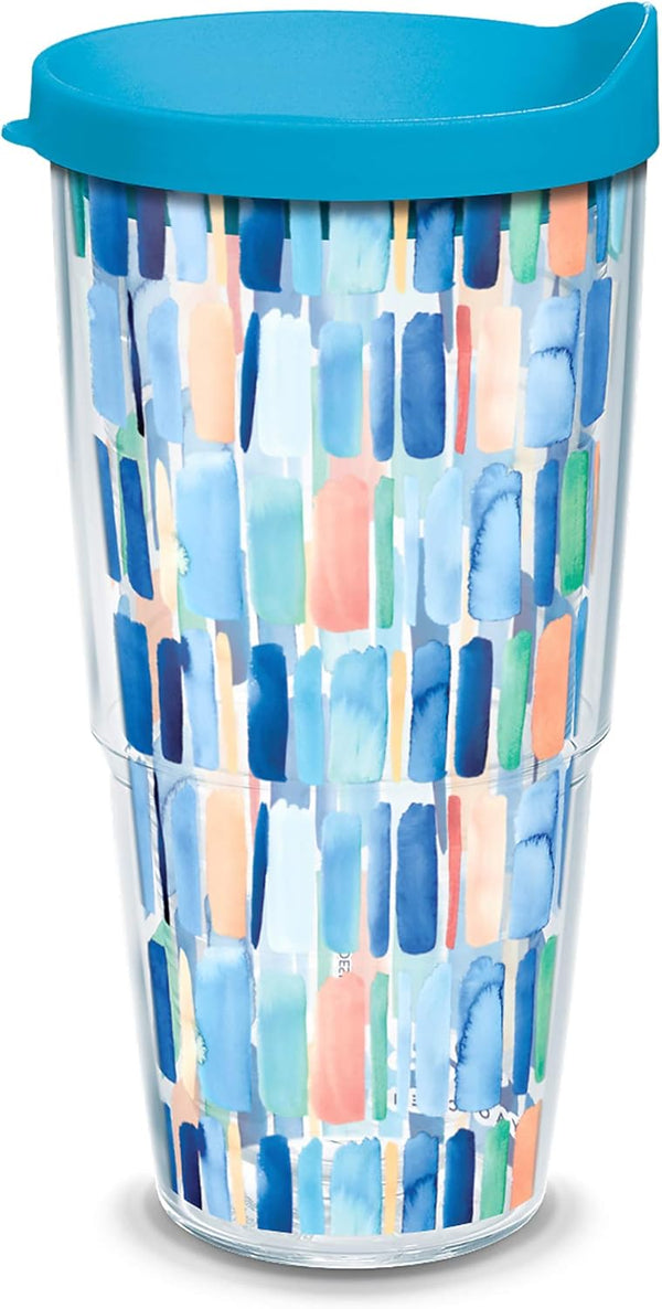 Tervis Yao Cheng - Vertical Stripes Double Walled Insulated Tumbler Travel Cup, Keeps Drinks Cold & Hot, 24oz