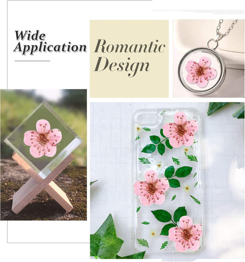 Dried Pressed Flowers for Resin, 60PCS Pink Real Pressed Dried Plum Blossom Flower for Scrapbooking DIY Crafts
