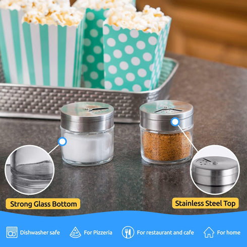 CUSINIUM 3oz Glass Spice Seasonings Shaker with Adjustable Lid, 2-Pack