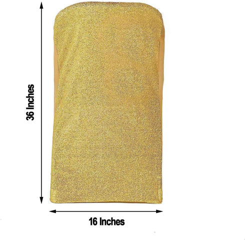 1 Set Efavormart Gold Spandex Stretch Folding Chair Covers for Party Dining Chairs W/Metallic Glittering Back W/Foot