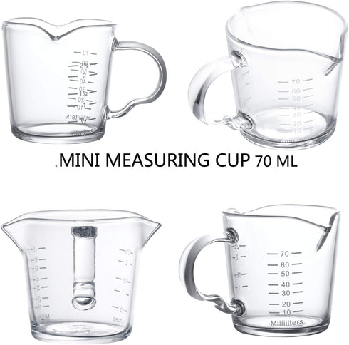 70ml Mini Glass Measuring Cup with Handle - 2 oz Shot Glass for Bar Party Wine Cocktail Drink Shaker