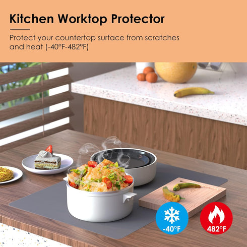 Heat Resistant Mats for Countertop19.6"x27.5“, Large Silicone Mats for Kitchen Counter,Nonslip Silicone Placemat for Countertop Protector, Nonstick Waterproof Craft Mat, Kitchen Table Mat by KitchenRaku