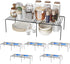 Expandable Storage Shelf - Adjustable Rustproof Metal Wire Spice Rack, Space Saver Kitchen Storage Shelves Set of 6