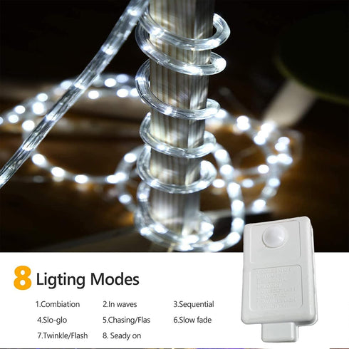 50ft 360 8 LED Rope Lights Outdoor, Connectable and Flexible Tube Lights with Modes, Waterproof Indoor Outdoor LED Rope