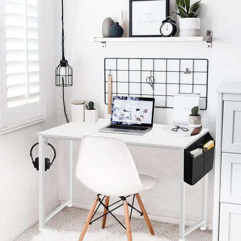 Lufeiya White Small Desk for Bedroom, Student Kids Study Writing Table for Home Office, 32 Inch Modern Mini Laptop PC