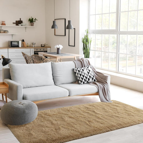 Fluffy Runner Rug 2x6 - Beige Washable Hallway Area Rugs for Bedroom Living Room Kitchen with Non Slip Backing