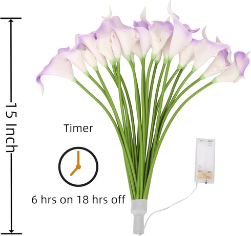 20pcs Lighted Artificial Calla Lily Bouquet Faux Floarl Night Light Real Touch Flower Night Light LED Calla Lily