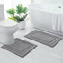 HOMEIDEAS 2 Piece Bathroom Rugs Set, Super Soft Non-Slip Microfiber U-Shaped Toilet Bath Mat, Machine Washable Grey