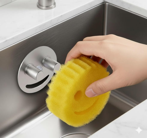 MAISEEN Smiley face sponge holder, kitchen Sink Caddy Organizer with Suction cup,Made of