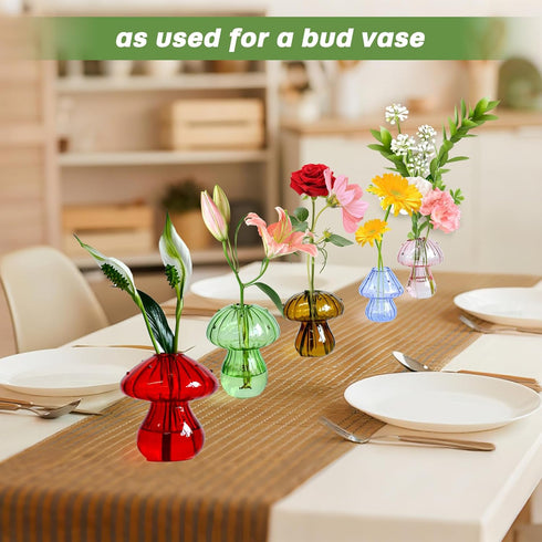 Set 5, Mushroom Vase, Mushroom Propagation Stations Vases, Colored Glass Vase of Hydroponic Glass Container for Plants