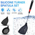 3 Pieces Silicone Stainless Steel Turner Spatula Set, Flexible Wok Spatula, Slotted Spoon for Nonstick Cooking