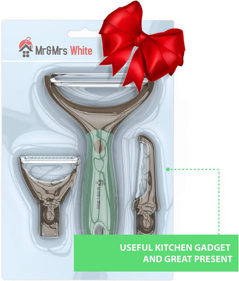 Premium 3-in-1 Vegetable Peeler Set - Sharp Stainless Steel Blades, Interchangeable Handle for Effortless Kitchen Prep