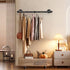 Industrial Iron Pipe Clothes Hanging Bar, Heavy Duty Wall-Mounted Garment Rack for Bedroom, Laundry Room Storage