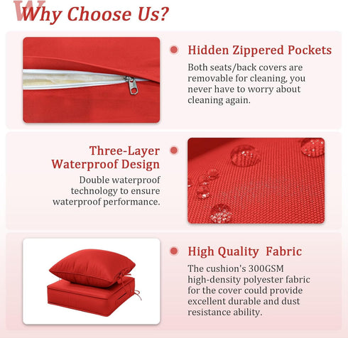 Set 19 19 4 Inch Set Outdoor Patio Chair Cushions L X W X H Waterproof & Fade Resistant Deep Seat and Back Cushions