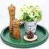 Hrastany Green Round Wood Decorative Ottoman Tray for Coffee Table Kitchen Counter,