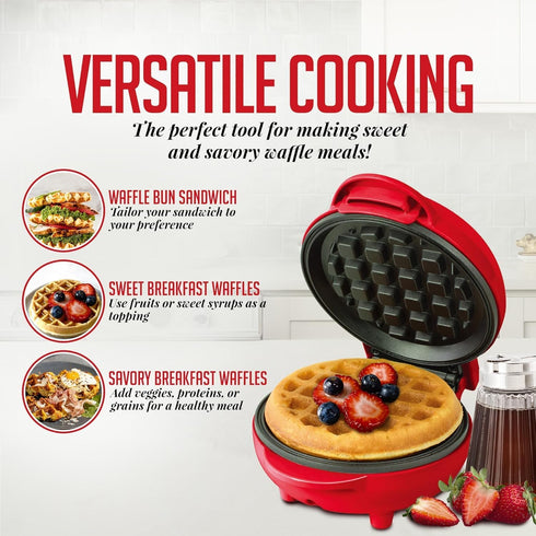 OVENTE Electric Mini Waffle Maker, 550W Fast Heating Element, 4-Inch Non-Stick Plates, Perfect for Breakfast