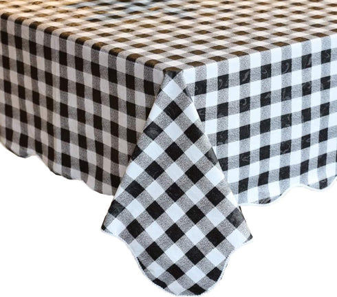 Artisan Flair Black and White Checkered Tablecloth, Flannel, 54 x 72" for Family Dinners or Gatherings