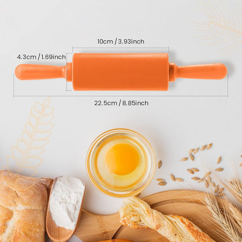 NUOMI Kids Rolling Pins for Baking Playdough, 2 Pack Non-Stick Silicone Small Rolling Pins, Random Colors