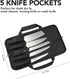 Chef Knife Bag (5 Slots) - Nylon Kitchen Storage Carrying Pouch, Red