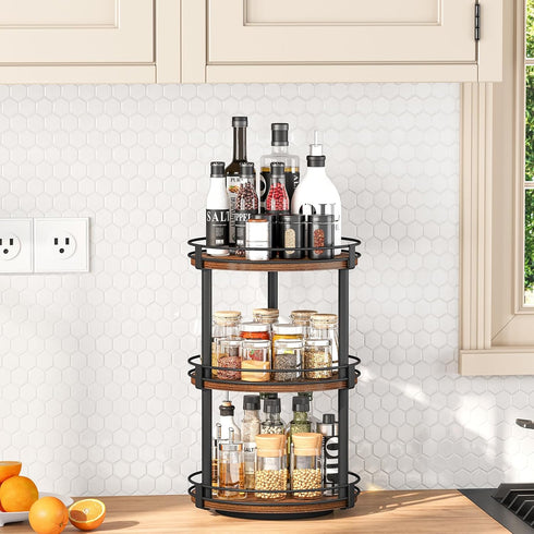 3 Countertop 10.2" 10.2" 18.5", Snughome Lazy Susan Organizer, Tier Rotating Spice Rack, Turntable Lazy Susan Kitchen