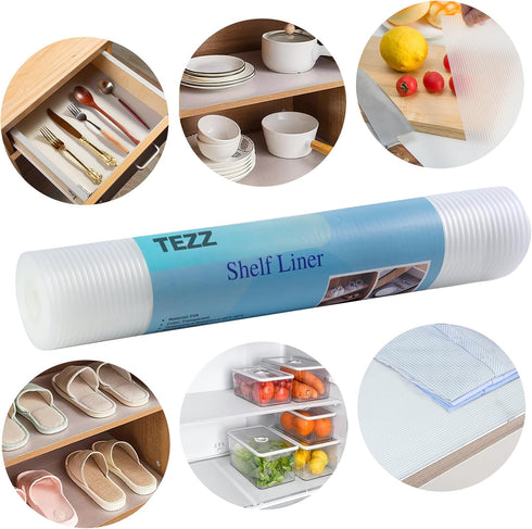 Shelf Liner, 12 Inches x 20 FEET Non-Slip Kitchen Cabinet Liner, Washable Oil-Proof Contact Paper