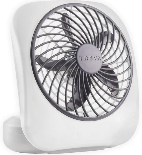 O2COOL Treva 5 Inch Battery Powered Desk Fan, Portable with Compact Folding & Tilt Design, Grey