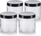 16 oz Large Clear Thick Glass Jar with Black Foam Lined Lid, 4 Pack