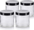 16 oz Large Clear Thick Glass Jar with Black Foam Lined Lid, 4 Pack