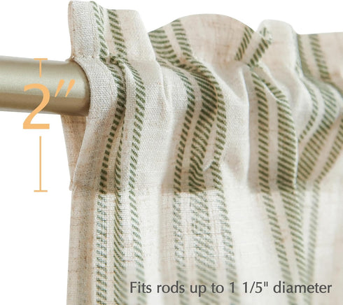jinchan Striped Valance Window Treatment, Linen Valance for Small Windows, Farmhouse Valance Curtain, Light Filtering