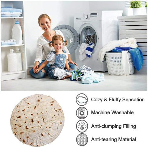 CASOFU Burritos Tortilla Throw Blanket - Funny Taco Food Blanket, 285 GSM Soft Flannel, 47 inches, Beige