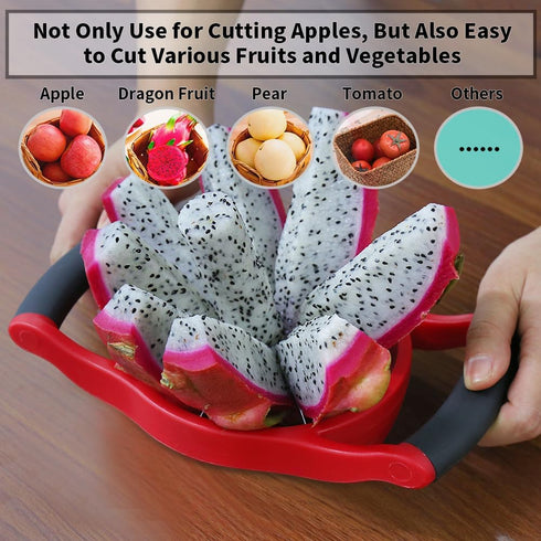 Newness 5.12 Inch Extra Large Apple Slicer, Heavy Duty Cutter for 8 Slices, Stainless Steel Corer - Red