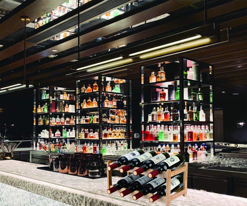 Wine Rack, 8 Bottle 2-Tier Eco-Friendly Bamboo Storage, Easy-Assembly Kitchen Organizer for Countertop, Bar