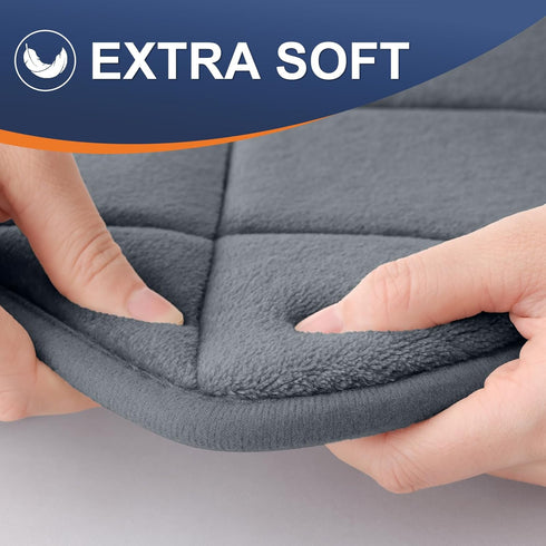 OLANLY Memory Foam Bath Mat 36x24, Ultra Soft & Absorbent Machine Washable Bathroom Rug in Dark Grey