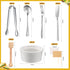 Charcuterie Board Accessories Utensils Cheese Butter Spreader Knives Set Include Serving Tongs, Knives, Spoons, Forks, Toothpick Flags, Honey Dippers, Bowl for Christmas Pastry Making (Silver) by Lounsweer