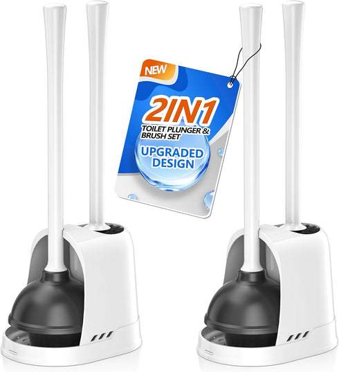 LOVLOY Toilet Plunger and Brush, 2 Pack Bowl Brush and Heavy Duty Toilet