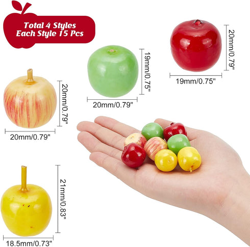 60Pcs 4 19-21mm CHGCRAFT Styles Foam Fruit Artificial Mini Apple, Fake Apple for Home Kitchen Photography Party