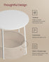 ULET223W10 VASAGLE LILEA Collection - Small Round Side End Table, Modern Nightstand with Fabric Basket, Matte White