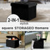 17x13x13in(Black) LINMAGCO Storage Ottoman Folding Foot Stool Velvet Foot Rest with Padded Modern Ottoman with Storage